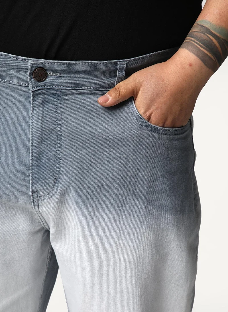 Urbano Fashion  Urbano Plus Men's Light Grey Straight Fit Heavy Washed Faded Denim Jeans Stretchable for Men | Best Price UAE